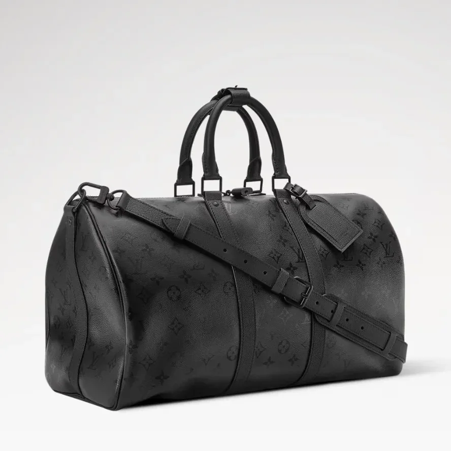 Louis Vuitton Keepall Bandouliere 45 Travel Bag / Black Monogram Midnight Black Hardware