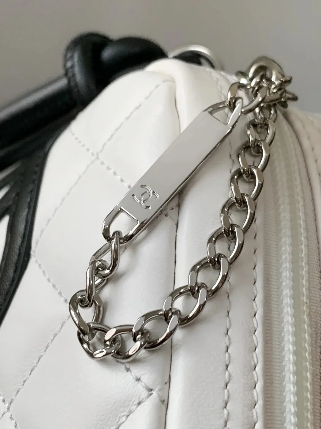 Chanel Cambon Pochette Shoulder Bag in White Silver Hardware Chanel Cambon Pochette Shoulder Bag in White Silver Hardware