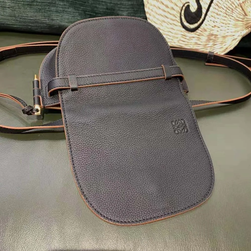 Loewe Mini Gate Dual Bag in Pebble Grain Calfskin for Women in Black Loewe Mini Gate Dual Bag in Pebble Grain Calfskin for Women in Black