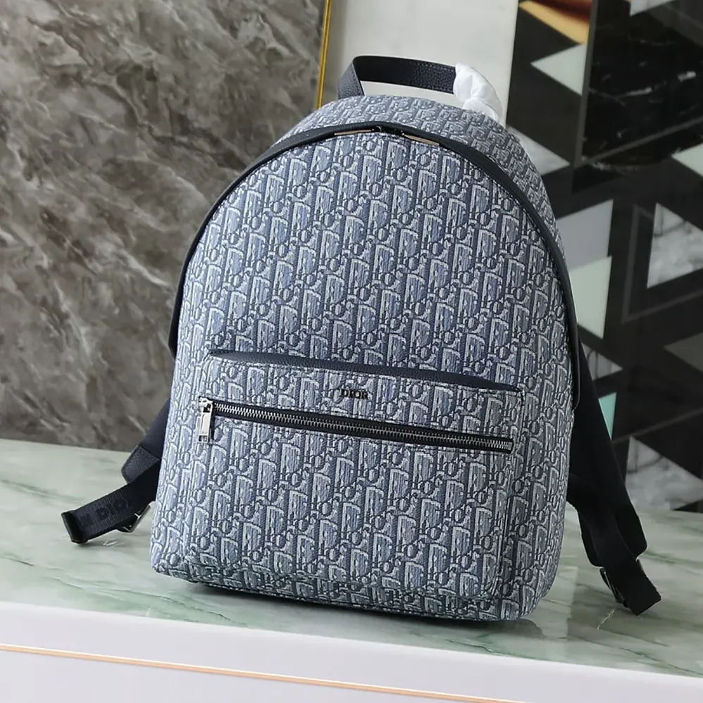 Dior Rider Backpack Blue Dior Oblique Jacquard for Men