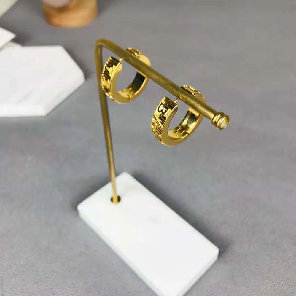 Balenciaga Force Striped Earrings in Gold Sterling Silver for Women Balenciaga Force Striped Earrings in Gold Sterling Silver for Women