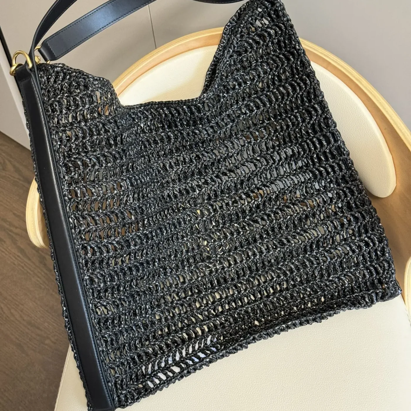 Saint Laurent YSL Oxalis Bag in Raffia Macramé for Women