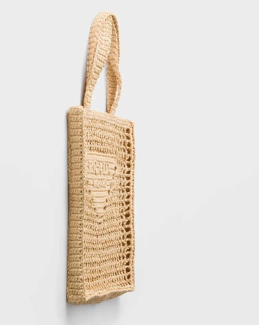 Prada Crochet Tote Bag / Tan Raffia Gold Hardware 1BG393_2C2T_F05IA_V_OUO