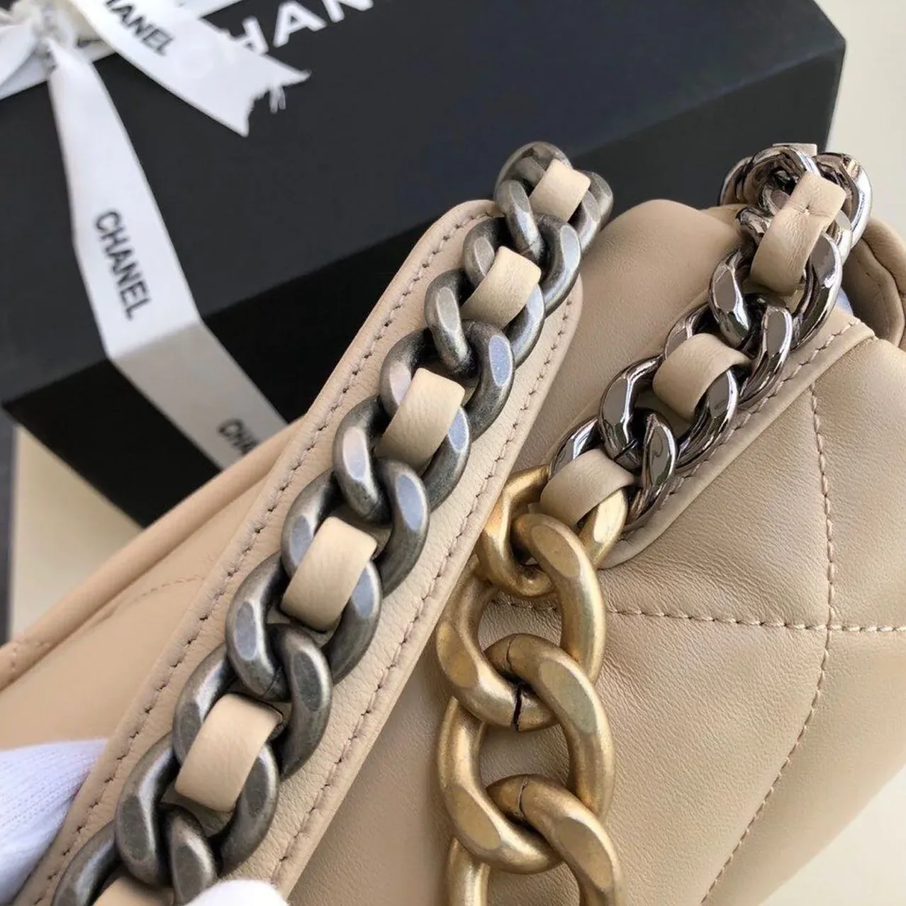 Chanel 19 Flap Bag Crossbody in Beige