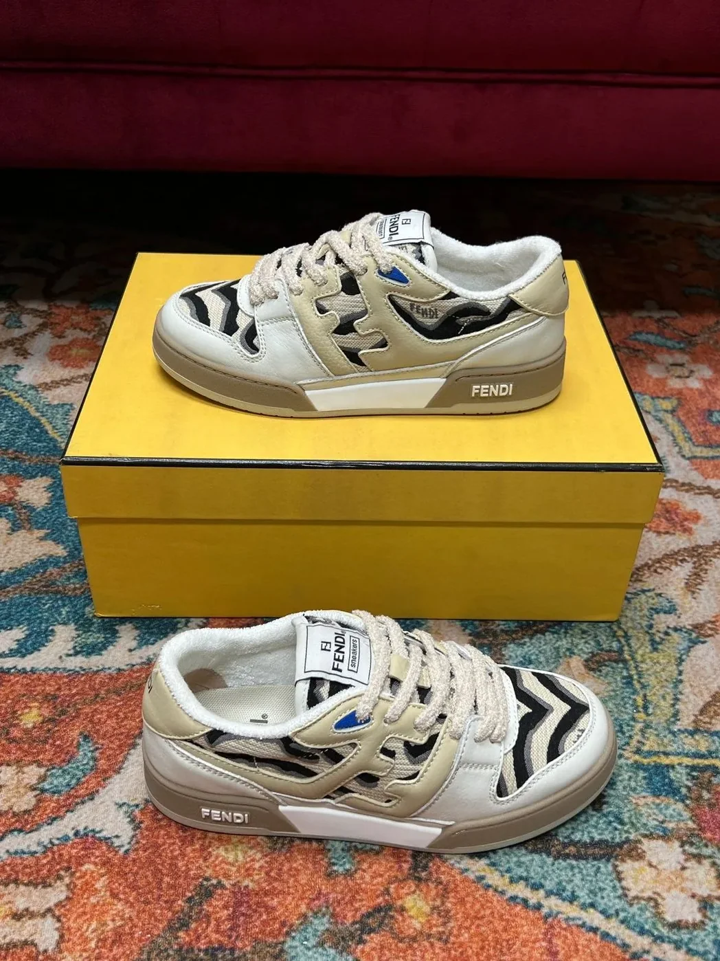 Fendi Match Low Tops In Beige Fendi Match Low Tops In Beige