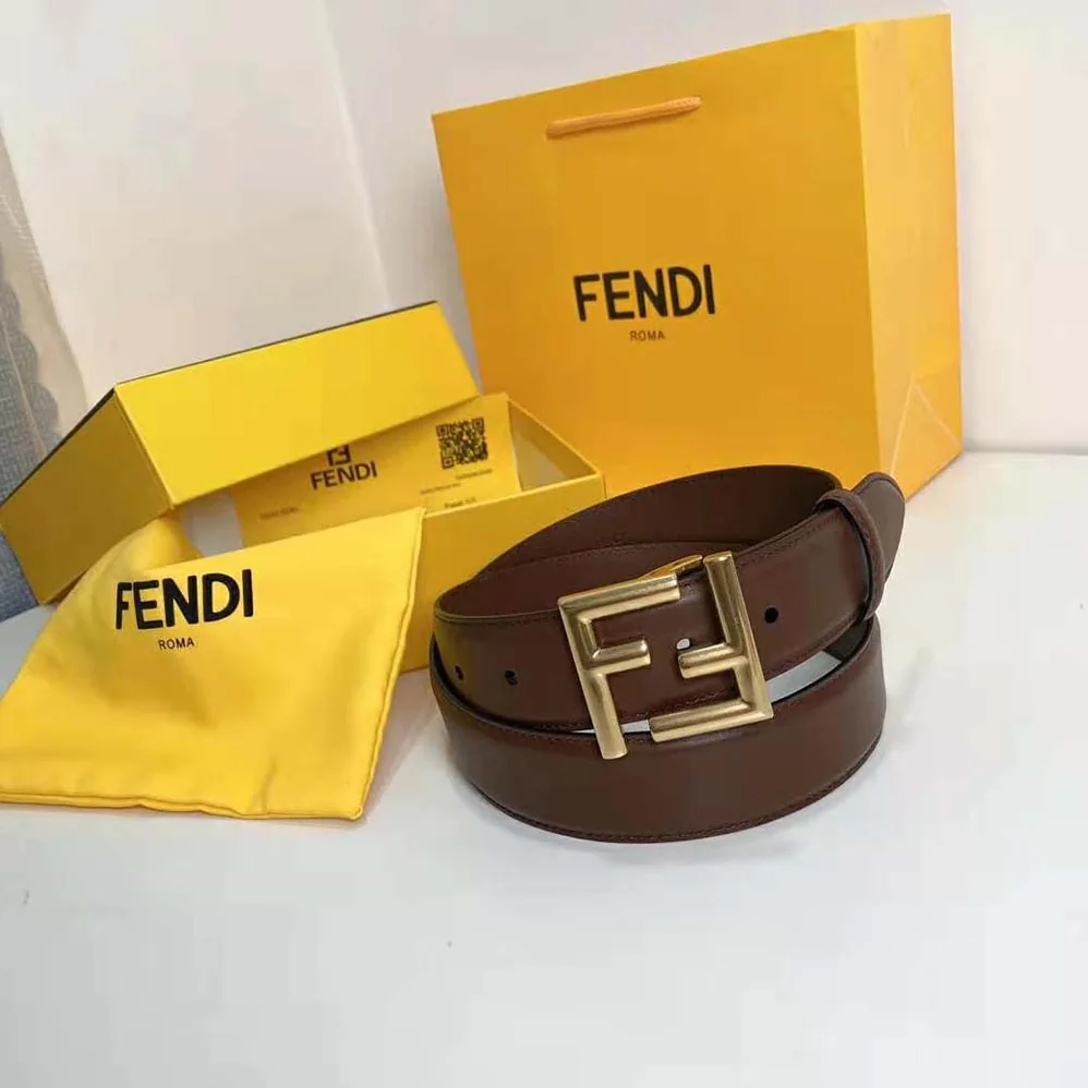 Fendi Belt with Loop and FF Stud Buckle for Women