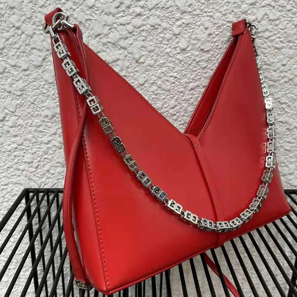 Givenchy Small Cut Out Bag in Box Leather with Chain for Women in Red