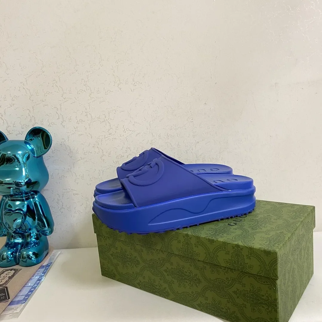 Gucci Interlocking G Slide Sandal Blue Gucci Interlocking G Slide Sandal Blue