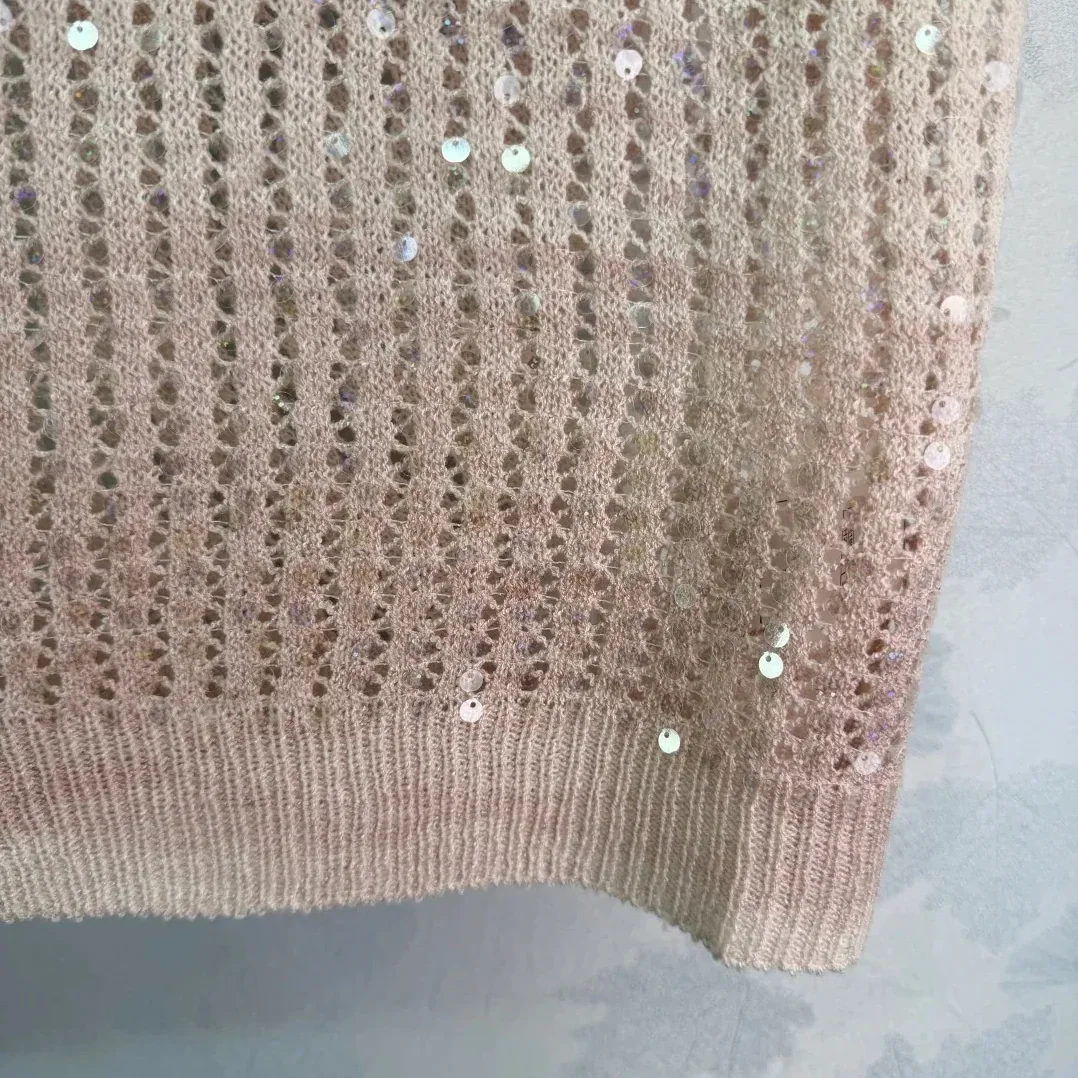 Chanel Sequin Embellished Top Ombre Pink