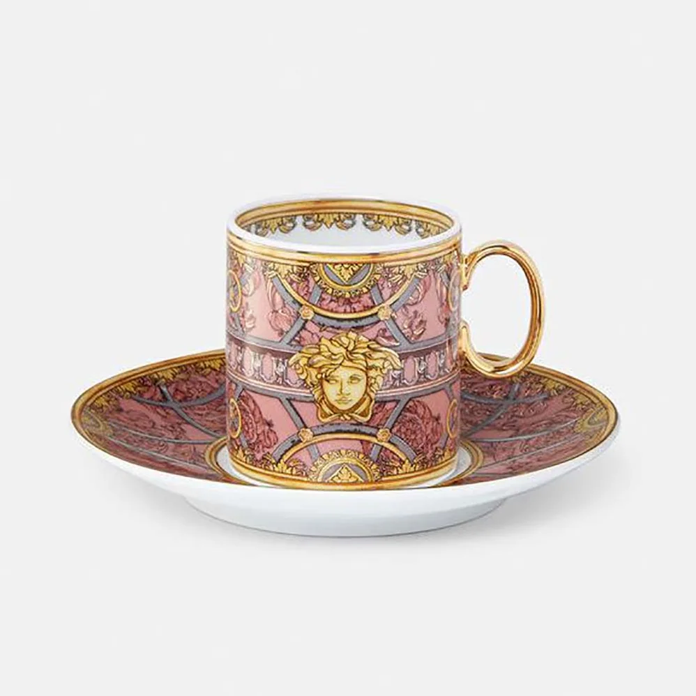 Versace Scala Del Palazzo Coffee Set Includes A Coffee Cup with Handle and A Matching Saucer for Unisex Versace Scala Del Palazzo Coffee Set Includes A Coffee Cup with Handle and A Matching Saucer for Unisex