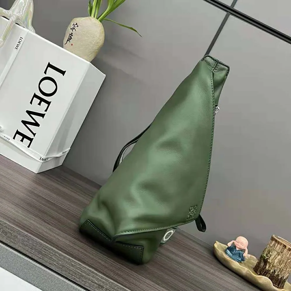 Loewe Anton Sling in Supple Smooth Calf and Jacquard for Men in Green Loewe Anton Sling in Supple Smooth Calf and Jacquard for Men in Green