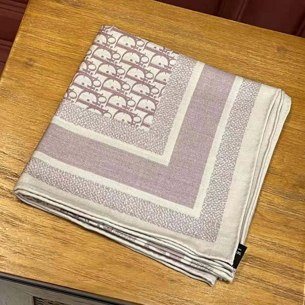 Dior Oblique Diortwin Square Scarf Rose Des Vents and Gray Silk Twill for Women