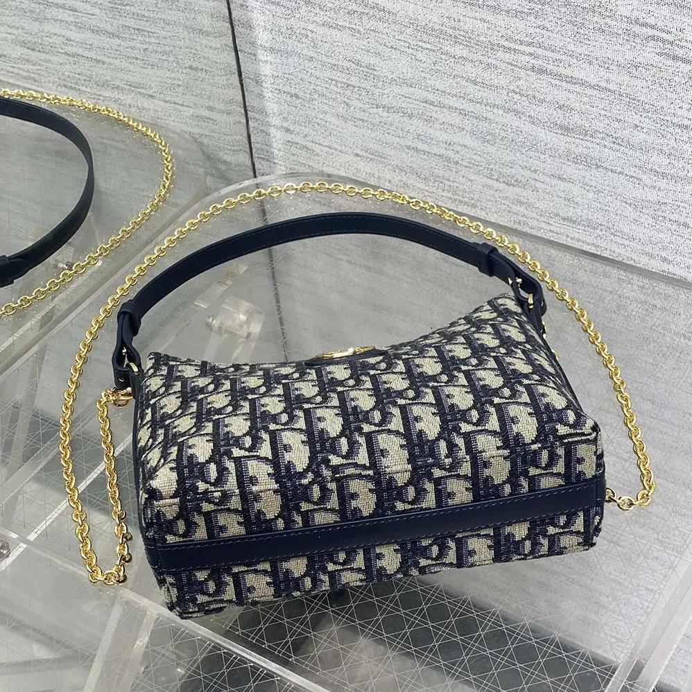 Dior 30 Montaigne Diorling Mini Bag with Chain Blue Dior Oblique Jacquard for Women Dior 30 Montaigne Diorling Mini Bag with Chain Blue Dior Oblique Jacquard for Women