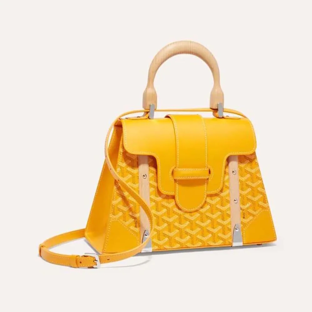 Goyard Sac Saïgon PM in Toile Goyardine & Clamecy Calfskin for Women in Yellow Goyard Sac Saïgon PM in Toile Goyardine & Clamecy Calfskin for Women in Yellow