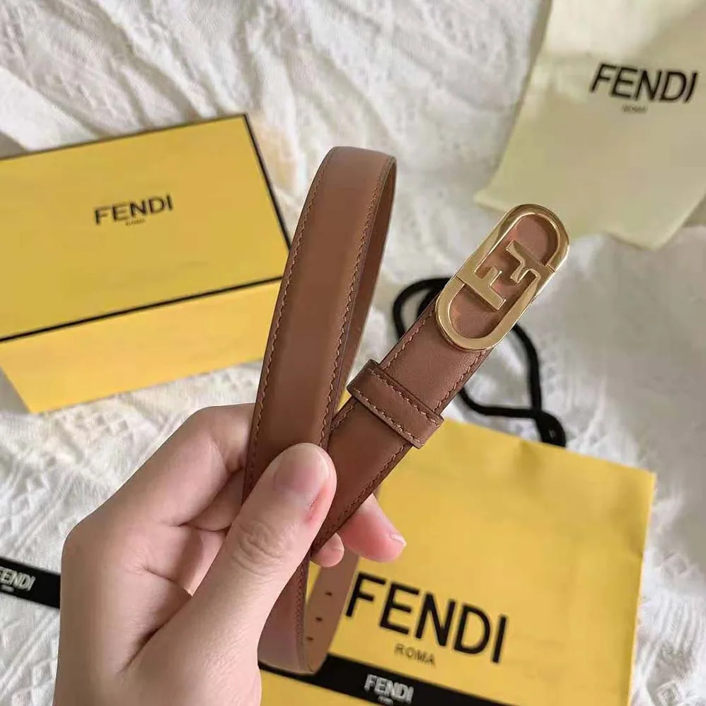 Fendi Narrow Belt with Loop and Fendi OLock Stud Buckle for Women Fendi Narrow Belt with Loop and Fendi OLock Stud Buckle for Women