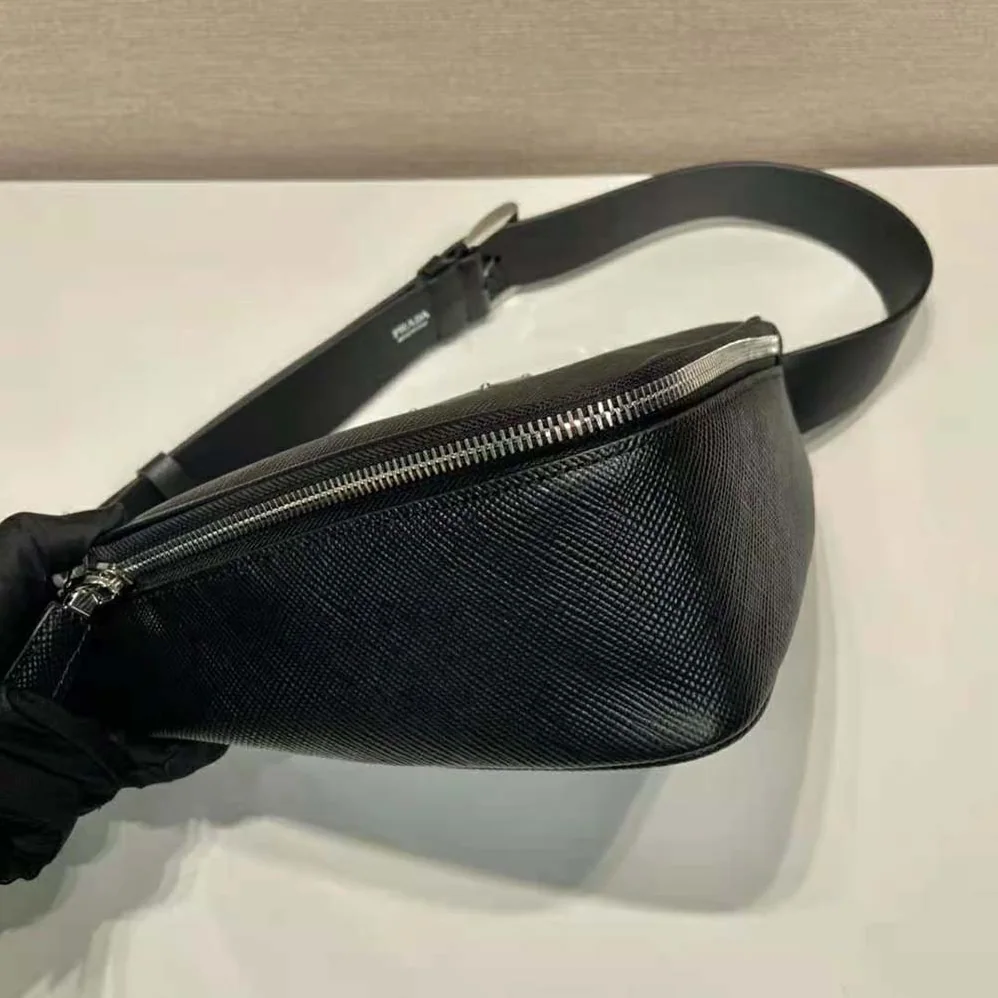 Prada Saffiano Leather Belt Bag for Unisex in Black