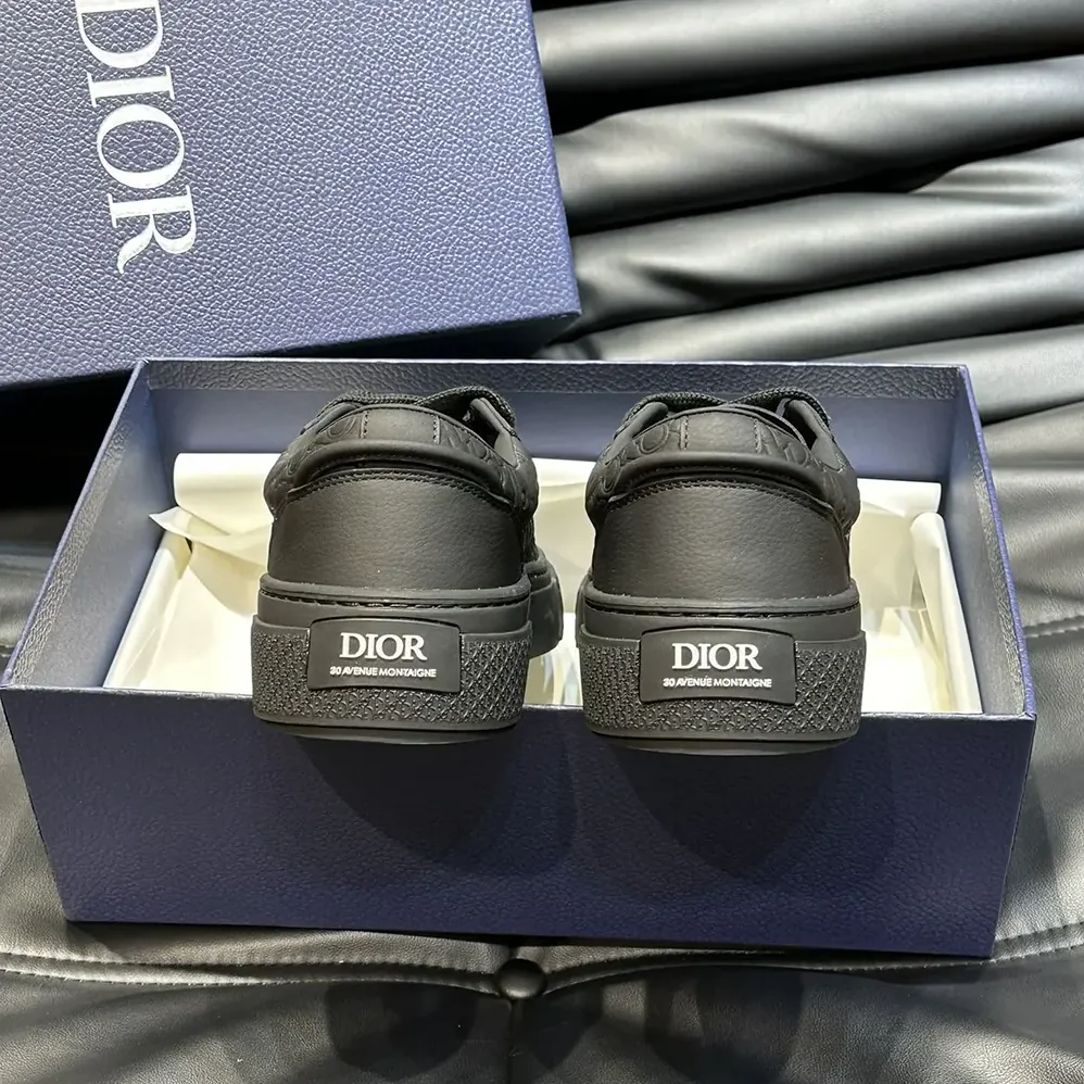 Dior B33 Sneaker Black Grained Calfskin and Black Dior Gravity Leather for Men