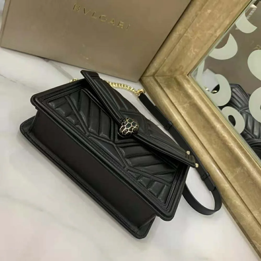 Bvlgari Serpenti Diamond Blast Shoulder Bag for Women in Black