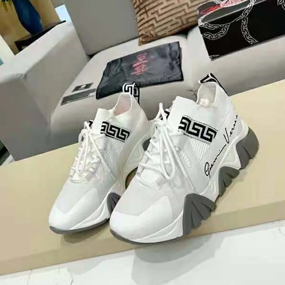 Versace Squalo Knit Sneakers for Women in White
