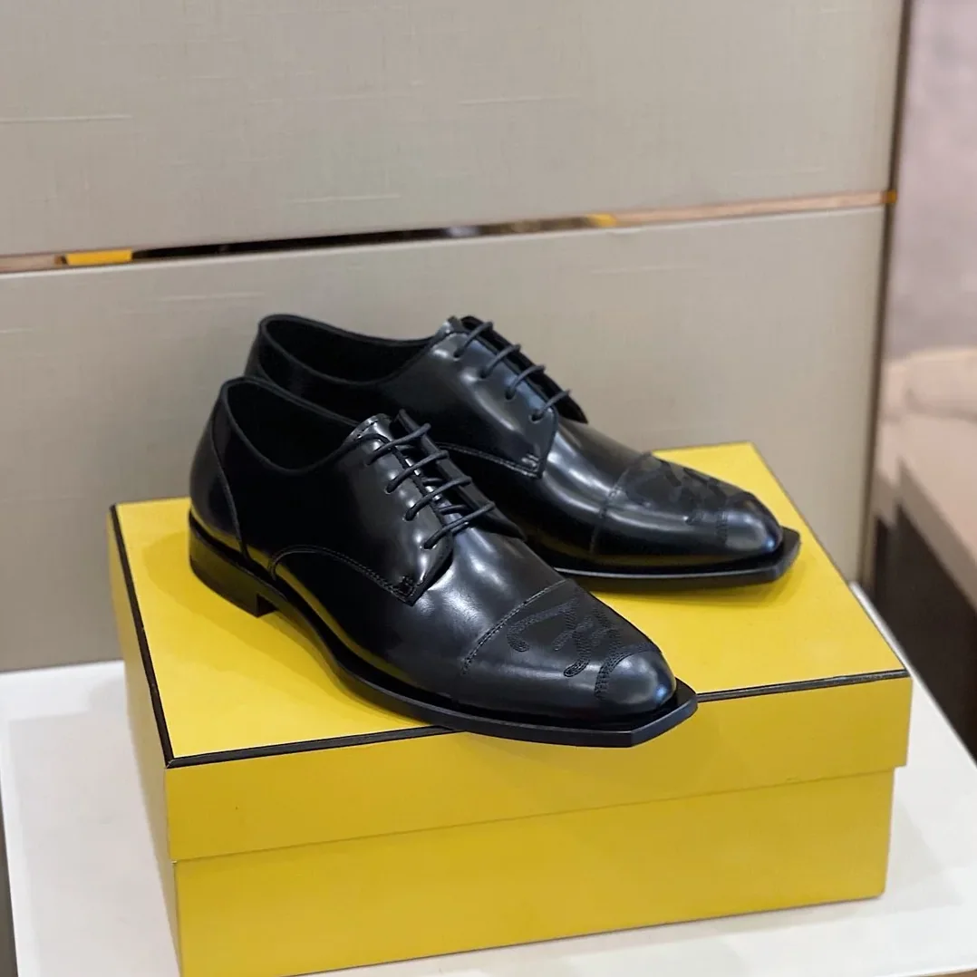 Fendi FF Cap Toe Lace Ups Black Fendi FF Cap Toe Lace Ups Black