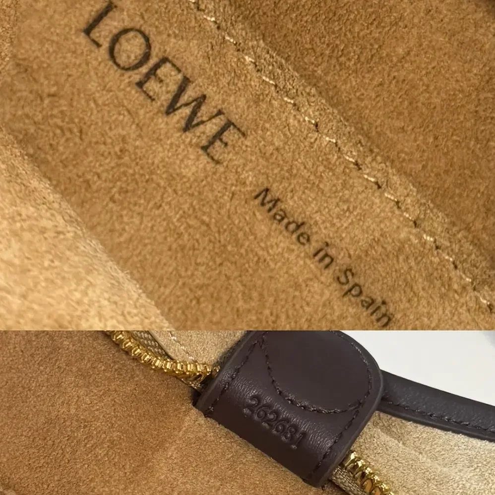 Loewe Small Amazona 180 Bag in Suede for Women in Oro/Chocolat Loewe Small Amazona 180 Bag in Suede for Women in Oro/Chocolat
