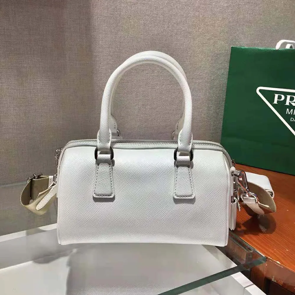 Prada Saffiano Leather Top-handle Bag for Women in White Prada Saffiano Leather Top-handle Bag for Women in White