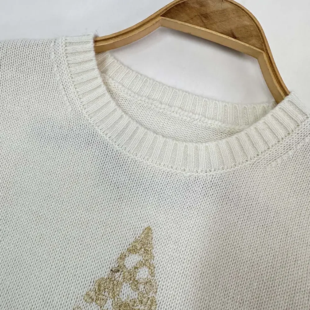 Dior Embroidered Sweater Ecru Cashmere Knit for Women Dior Embroidered Sweater Ecru Cashmere Knit for Women