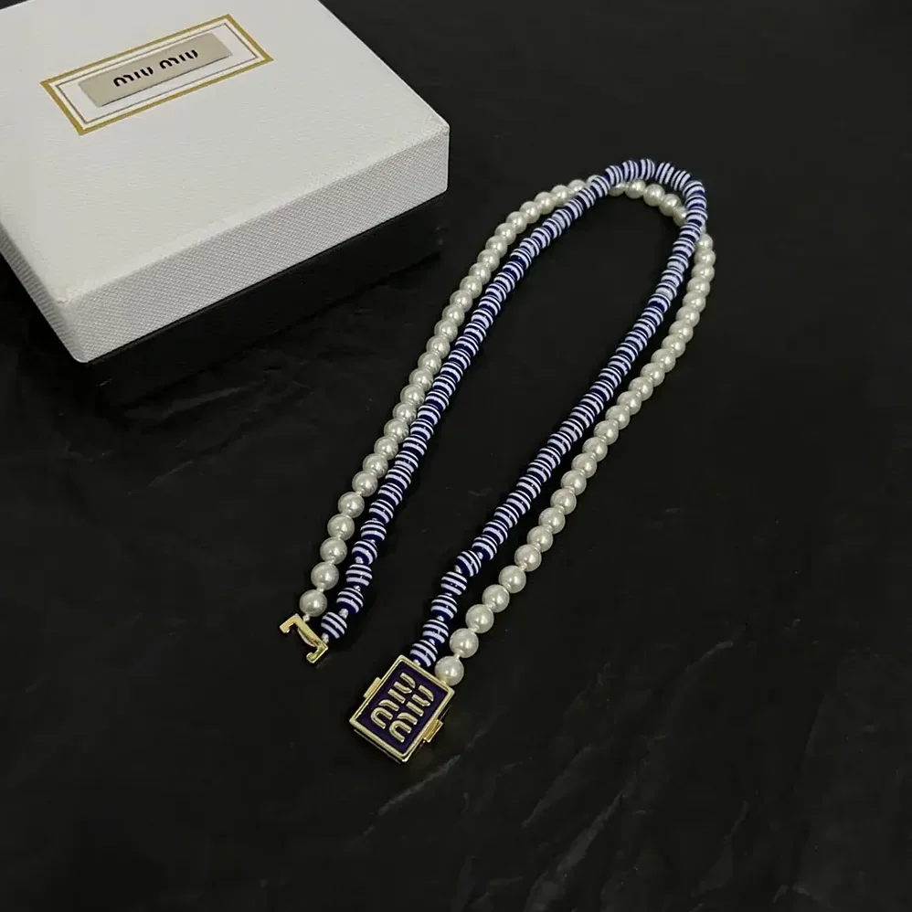Miu Miu Metal and Synthetic Pearl Choker for Women Miu Miu Metal and Synthetic Pearl Choker for Women