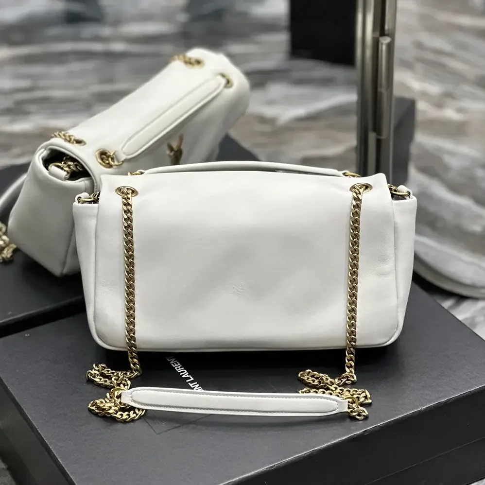 Saint Laurent YSL Calypso in Plunged Lambskin for Women in White