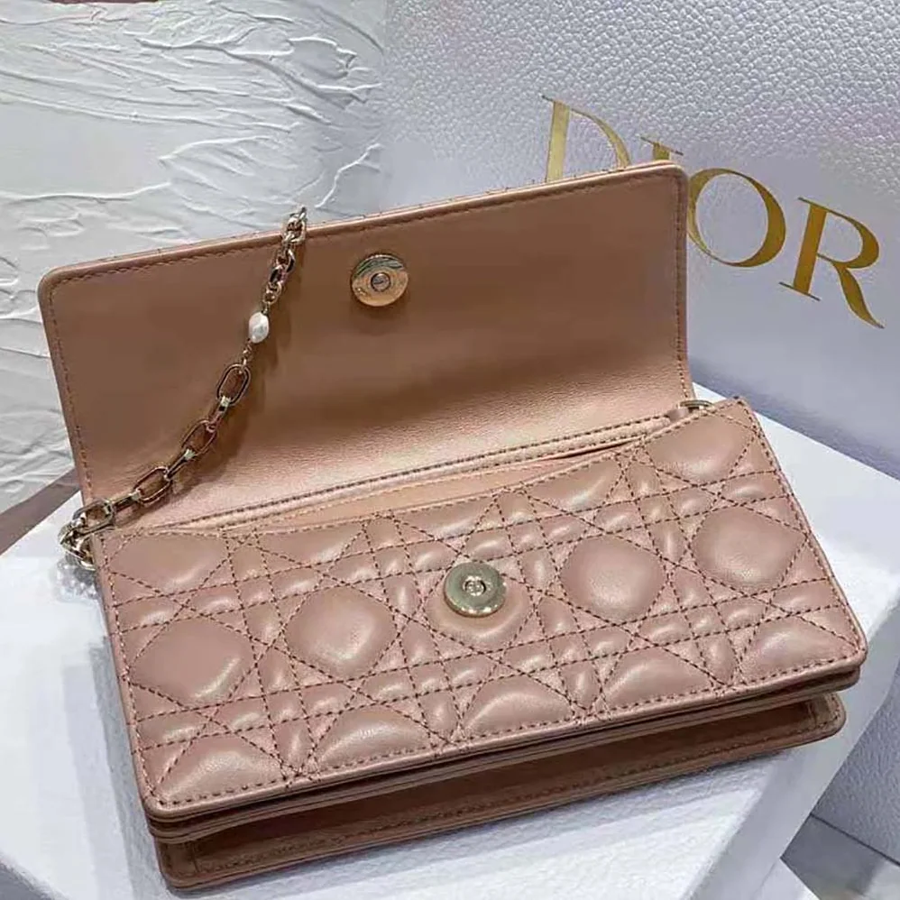 Dior Lady Dior Top Handle Clutch Rose Des Vents Cannage Lambskin for Women Dior Lady Dior Top Handle Clutch Rose Des Vents Cannage Lambskin for Women