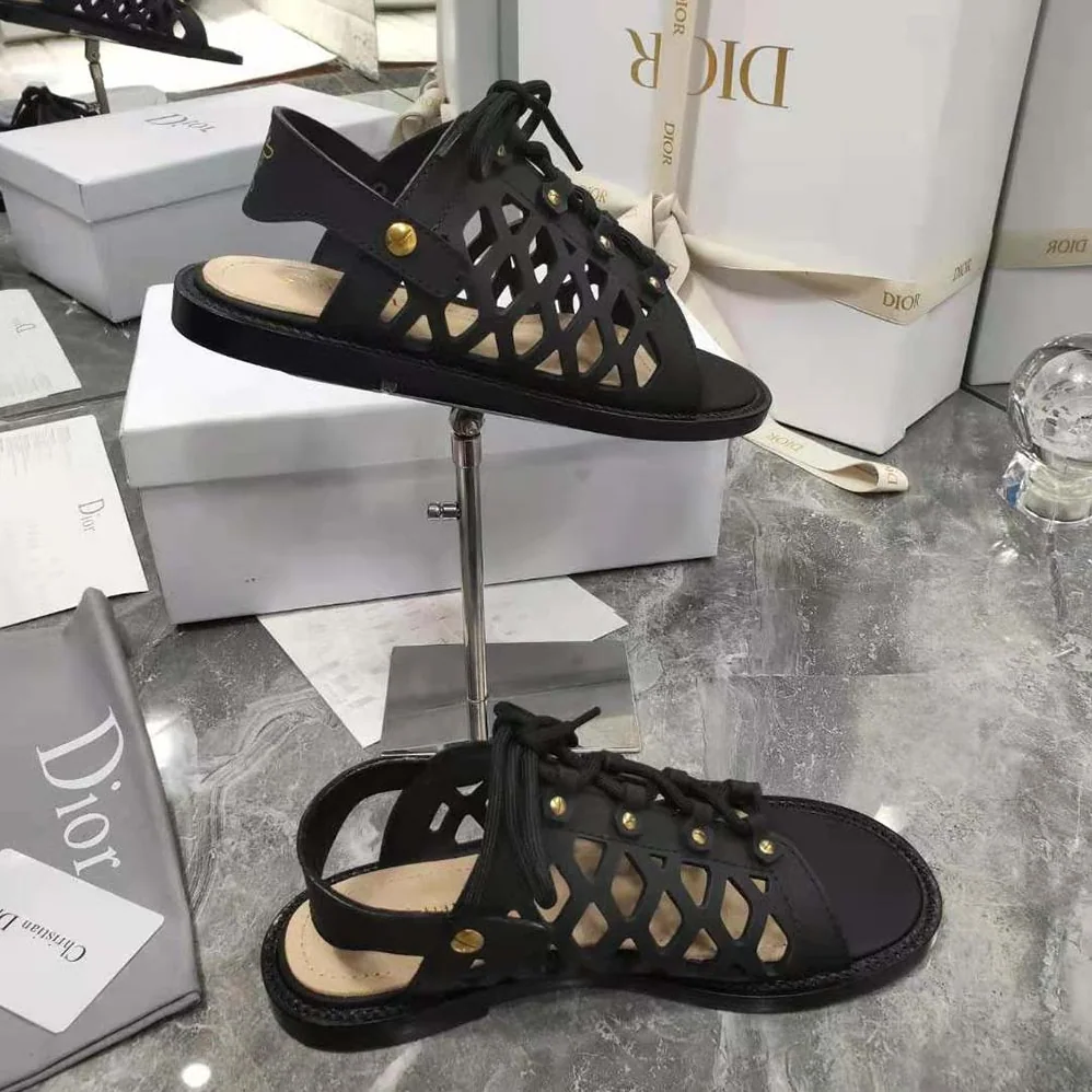Dior D-Trap Sandal Black Matte Calfskin for Women Dior D-Trap Sandal Black Matte Calfskin for Women
