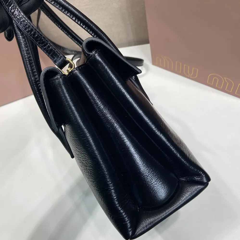 Miu Miu Solitaire Shiny Leather Bag for Women in Black Miu Miu Solitaire Shiny Leather Bag for Women in Black