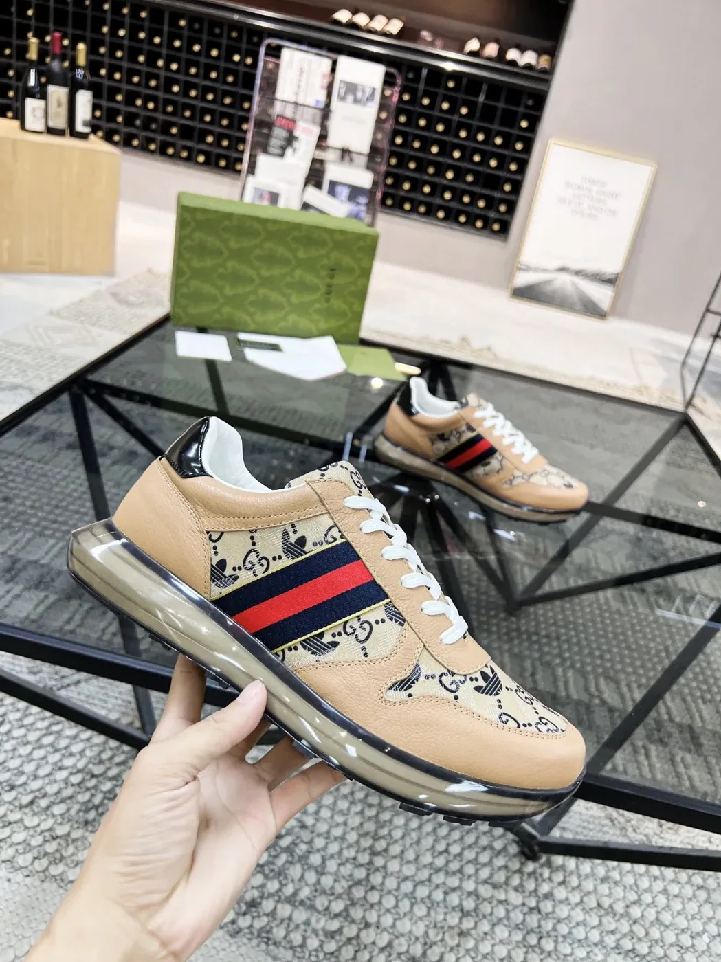 Gucci x Adidas GG Sneakers With Web Beige for Men