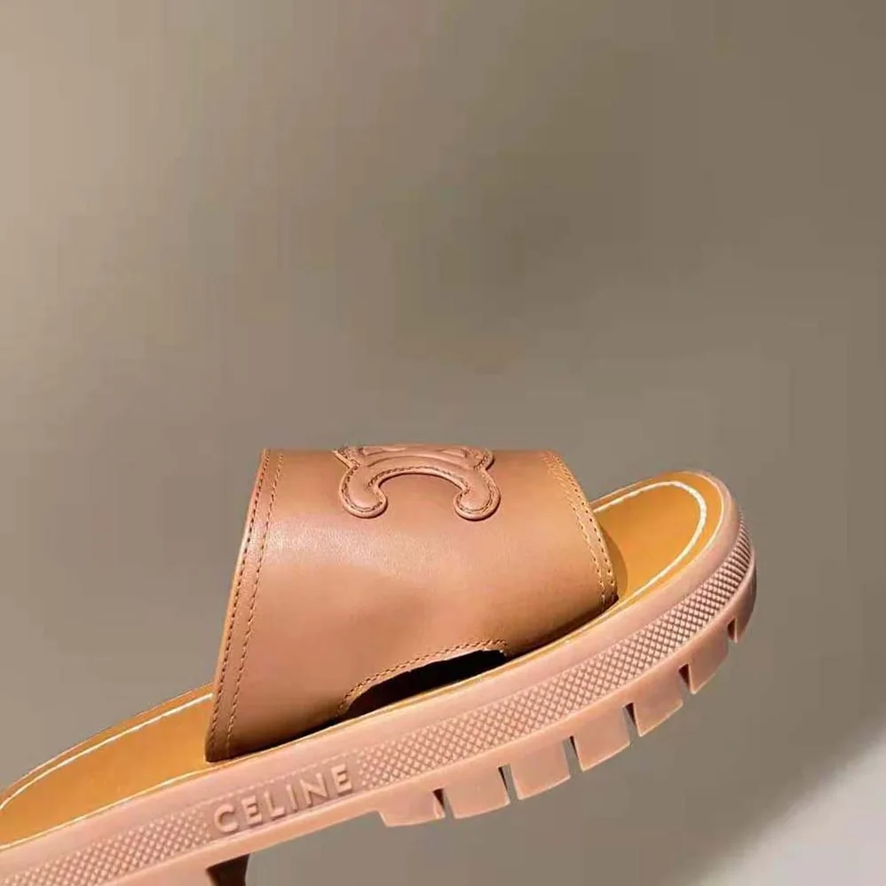 Celine Clea Triomphe Slide in Calfskin & Vegetal Tanning for Women Celine Clea Triomphe Slide in Calfskin & Vegetal Tanning for Women