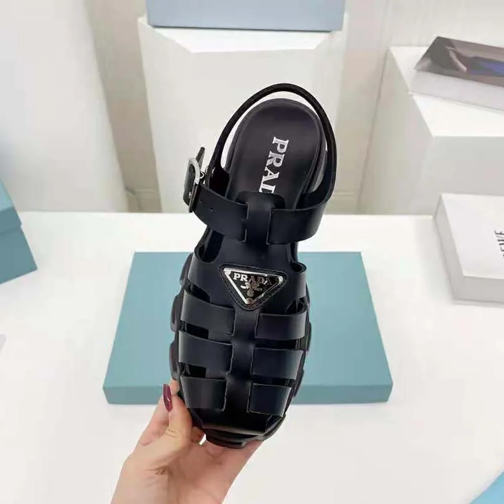Prada Foam Rubber Sandals in 55 mm Heel Height for Women in Black