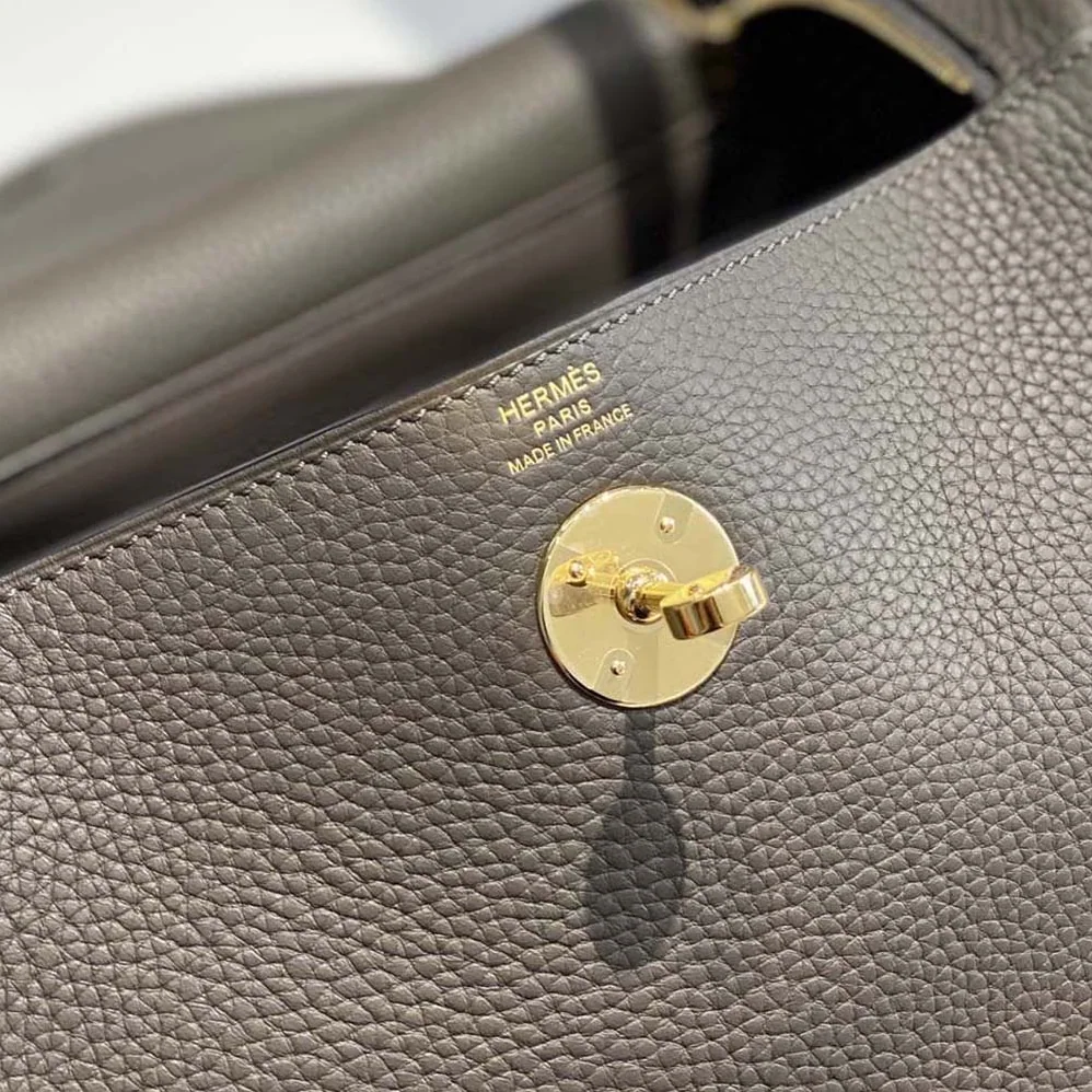 Hermes Lindy 26 in Clemence Leather for Women in Gray/Gold Hermes Lindy 26 in Clemence Leather for Women in Gray/Gold