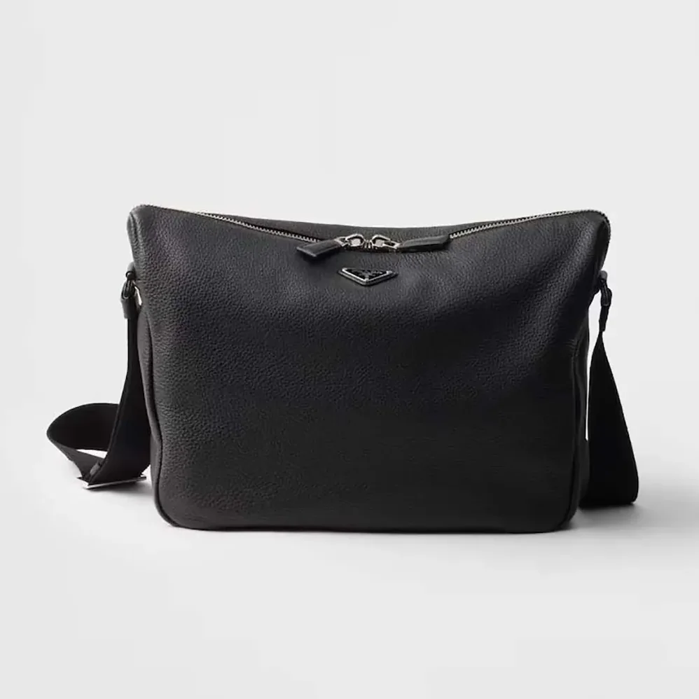 Prada Leather Shoulder Bag for Men in Black