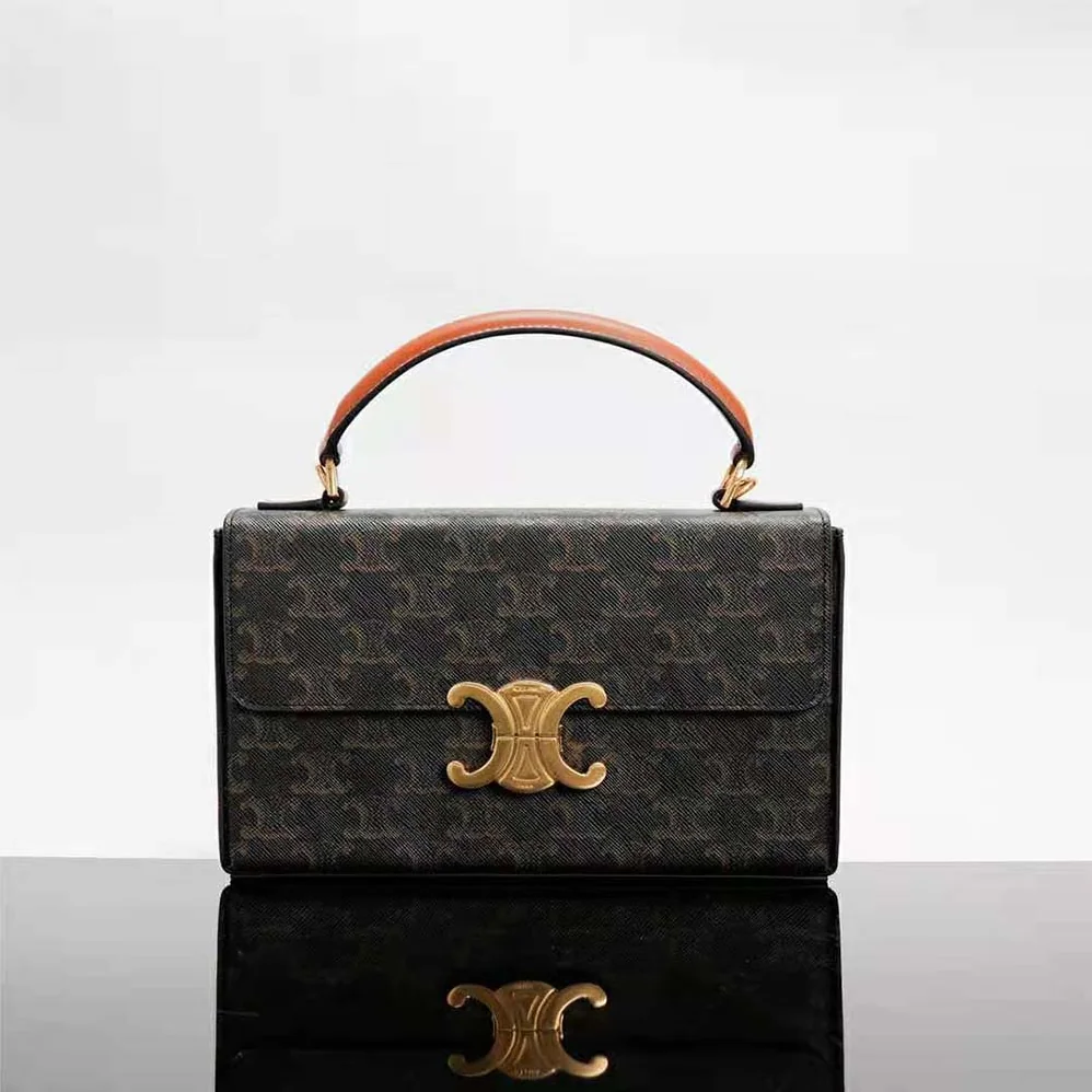 Celine Box Triomphe in Triomphe Canvas and Calfskin for Women Celine Box Triomphe in Triomphe Canvas and Calfskin for Women
