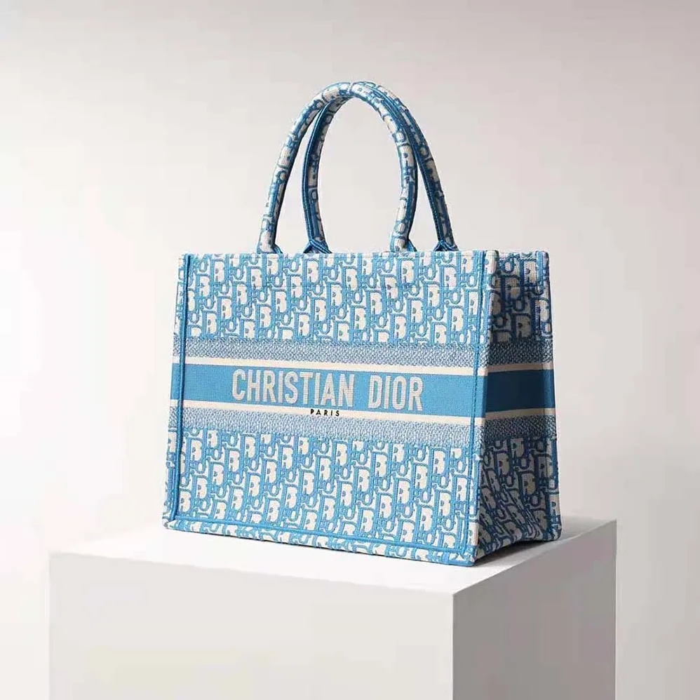 Dior Small Dior Book Tote Cornflower Blue Dior Oblique Embroidery for Women Dior Small Dior Book Tote Cornflower Blue Dior Oblique Embroidery for Women