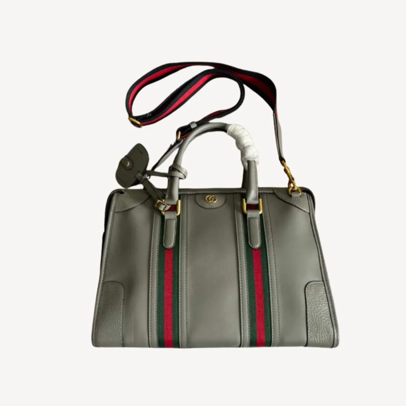 Gucci Double G-Detailed Smooth Medium Handbag Grey /