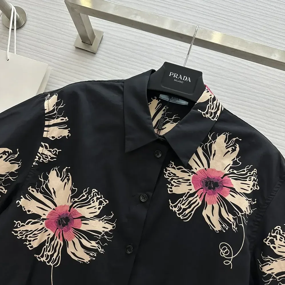 Prada Short for Women in sleeved Printed Poplin Shirt