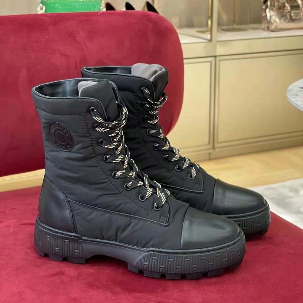 Hermes Fresh Ankle Boot in Quilted Parachute Fabric and Calfskin with Rubber Sole for Women Hermes Fresh Ankle Boot in Quilted Parachute Fabric and Calfskin with Rubber Sole for Women