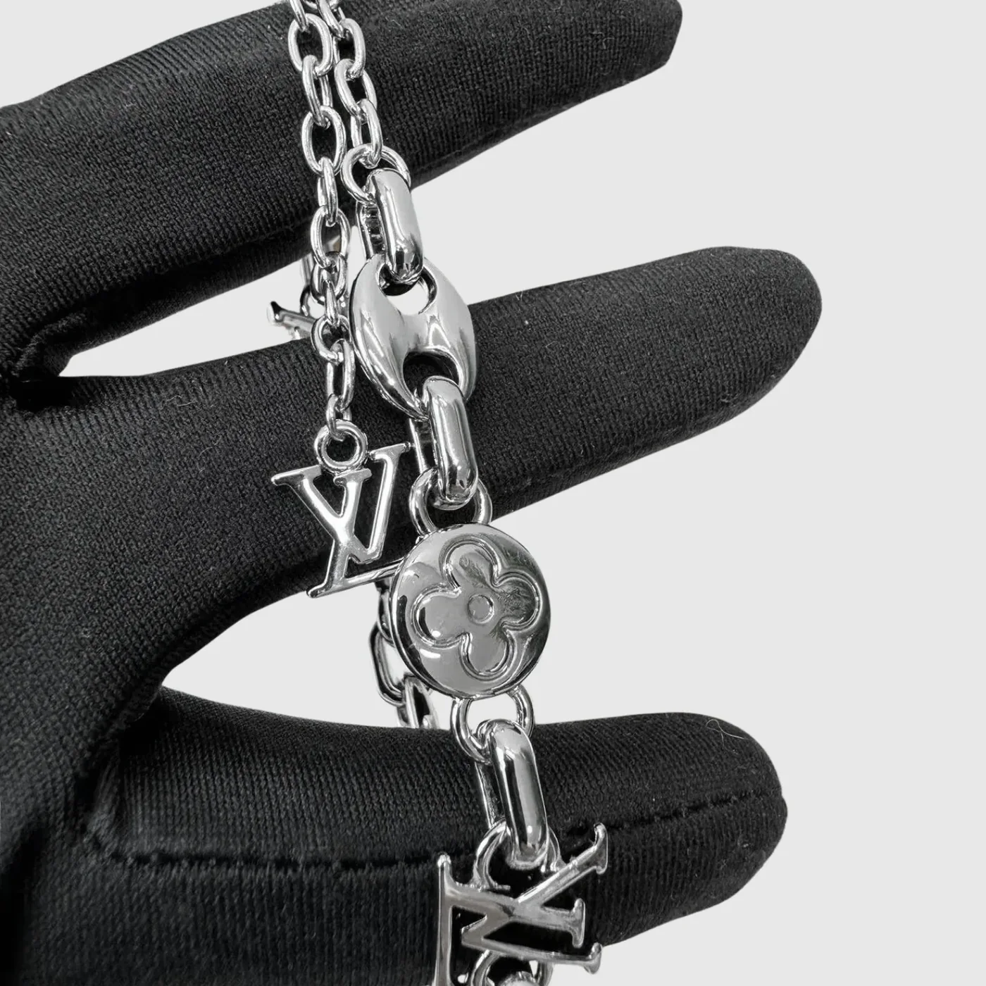 Louis Vuitton Mix Chains Bracelet Silver in Toned