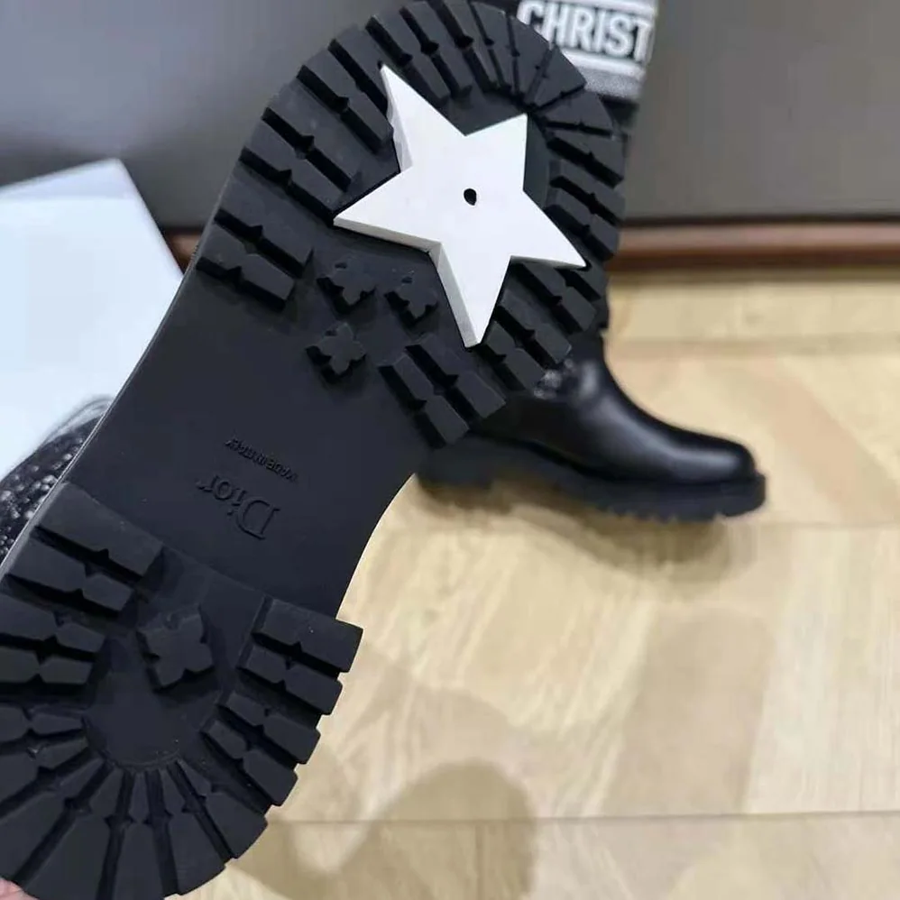 Dior D-Major Boot Black Calfskin with Black and White Cannage Tweed for Women Dior D-Major Boot Black Calfskin with Black and White Cannage Tweed for Women