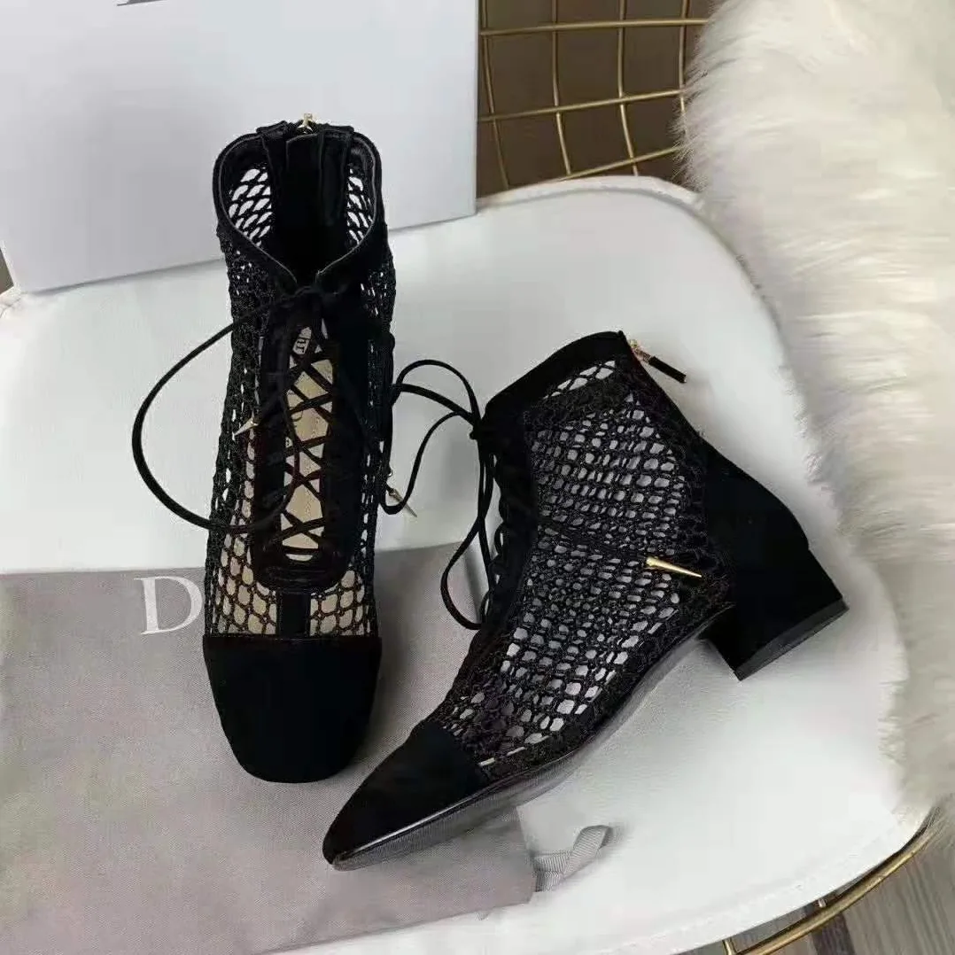 Dior Naughtily-D Mesh Ankle Boot in Suede Calfskin 3cm Heel for Women in Black Dior Naughtily-D Mesh Ankle Boot in Suede Calfskin 3cm Heel for Women in Black