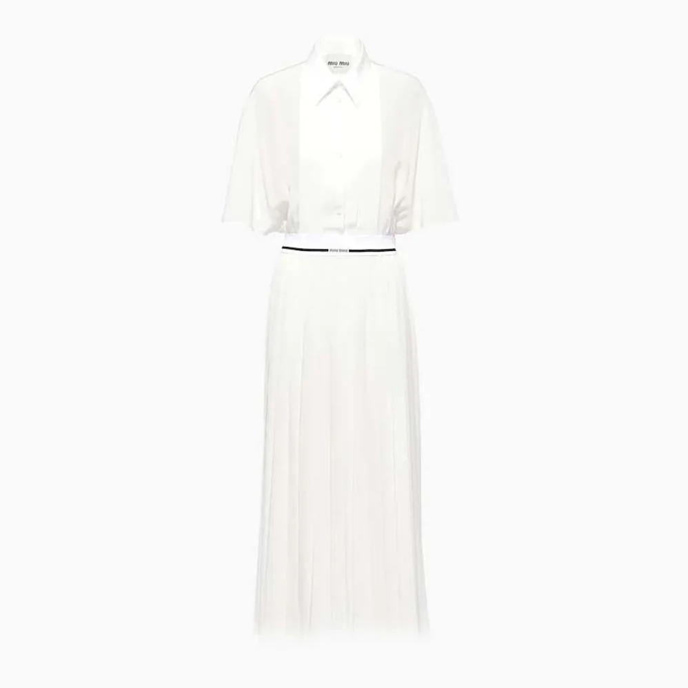 Miu Miu Crepe De Chine Midi Dress for Women in White Miu Miu Crepe De Chine Midi Dress for Women in White