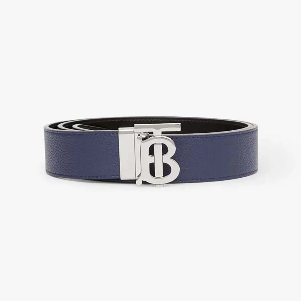 Burberry Reversible Leather TB Belt for Men in Navy Burberry Reversible Leather TB Belt for Men in Navy
