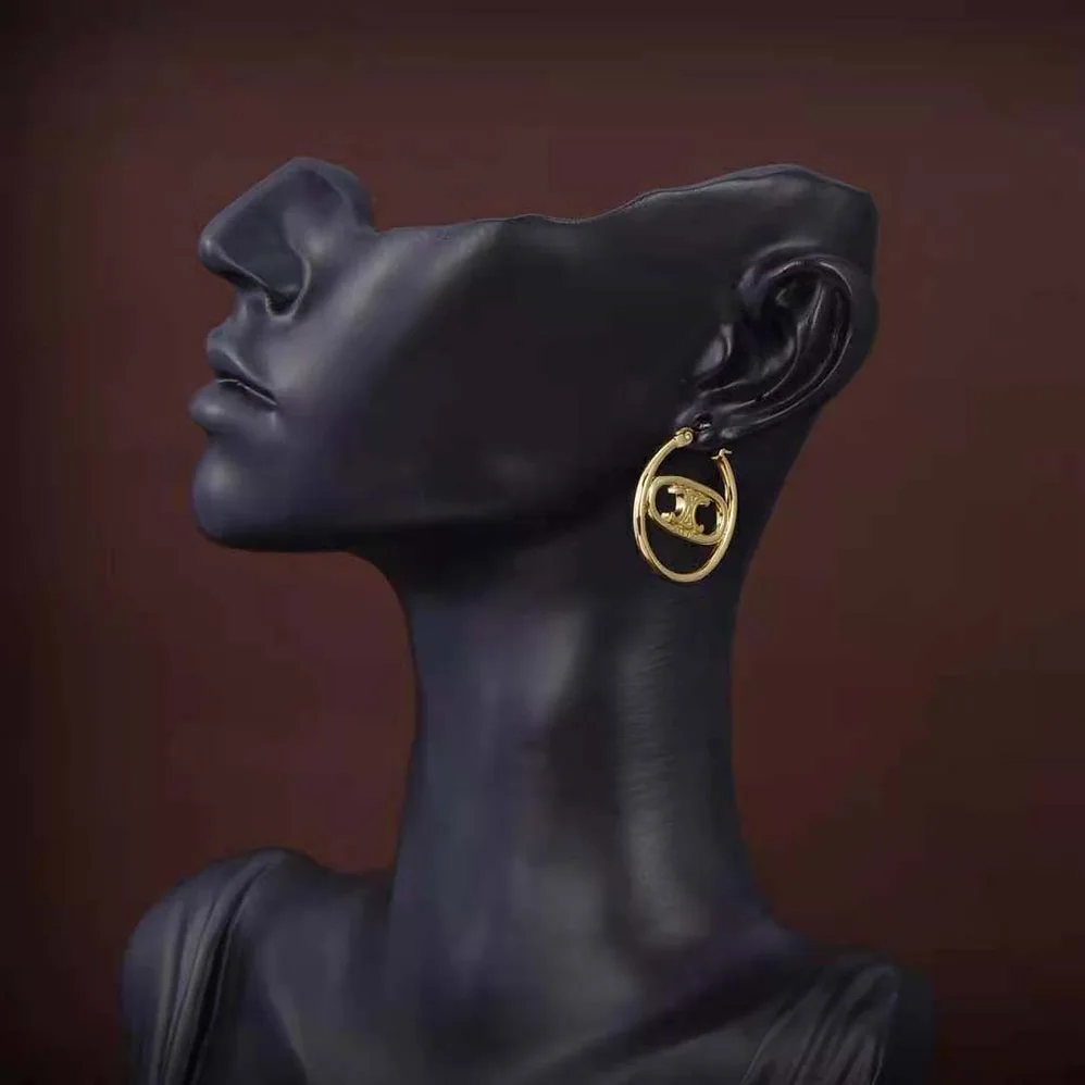 Celine Maillon Triomphe Bold Hoops in Brass with Gold Finish for Women Celine Maillon Triomphe Bold Hoops in Brass with Gold Finish for Women