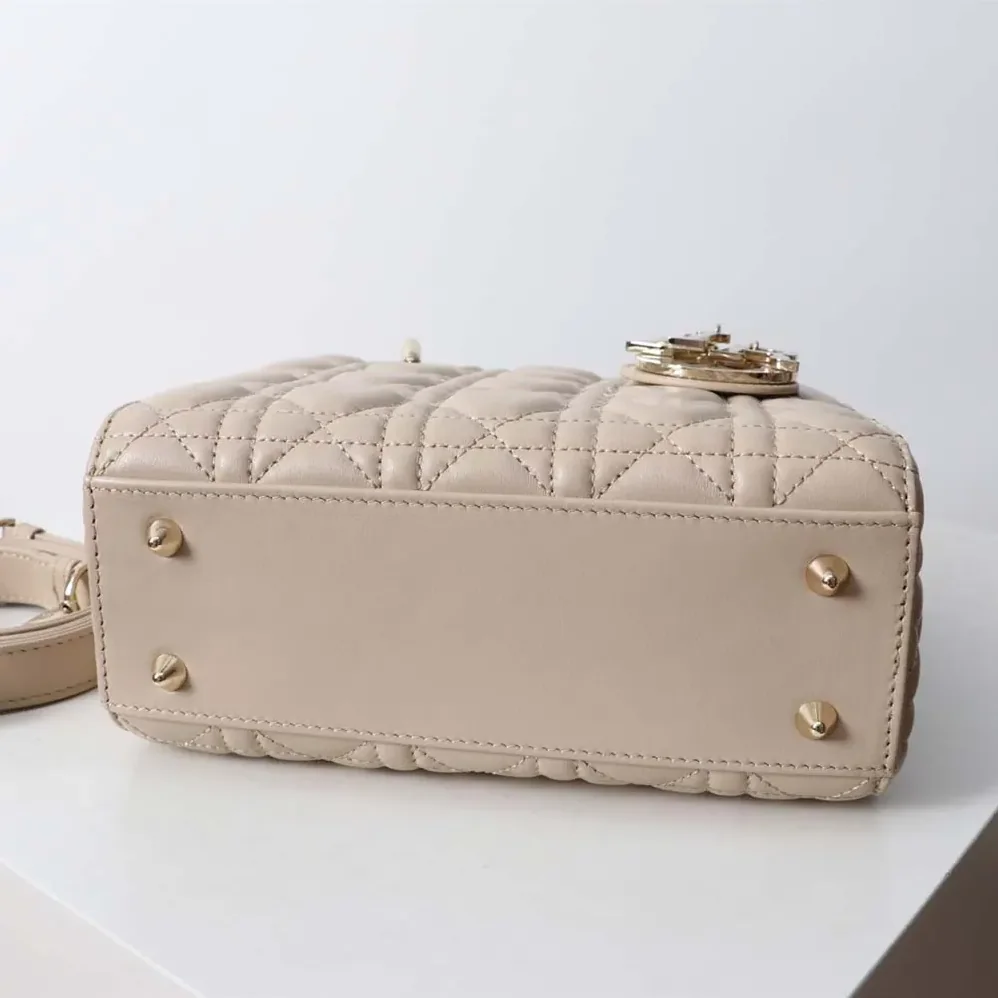 Dior Small Lady Dior Bag Two-Tone Trench Beige and Latte Cannage Lambskin for Women Dior Small Lady Dior Bag Two-Tone Trench Beige and Latte Cannage Lambskin for Women