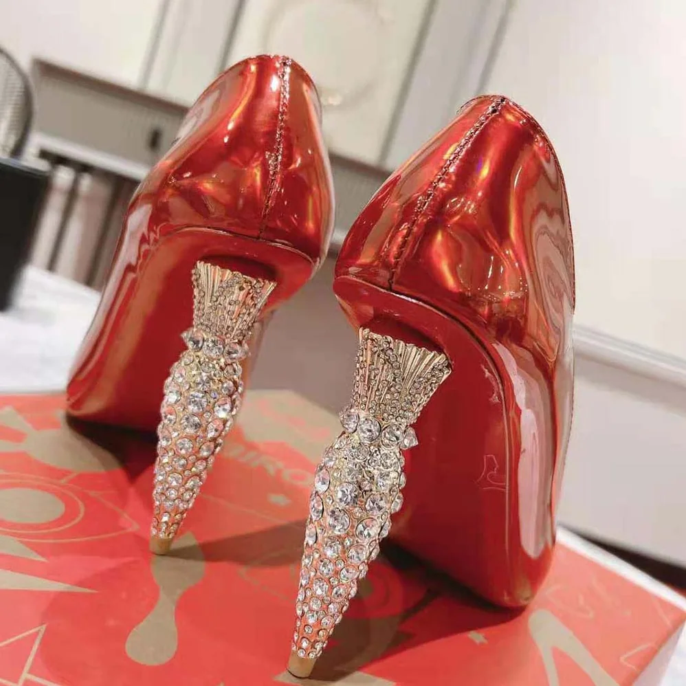 Christian Louboutin Lipstrass Pump 100 mm Heel Height for Women in Red Christian Louboutin Lipstrass Pump 100 mm Heel Height for Women in Red